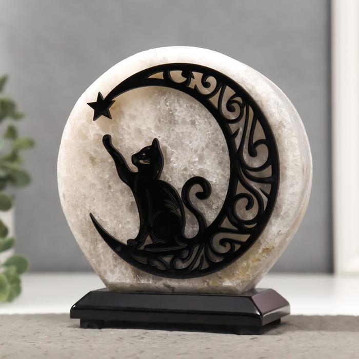 Соляной светильник с диммером "Кот со звездой" круглый 2кг, Е14 15Вт, 18х16х8см 6579839