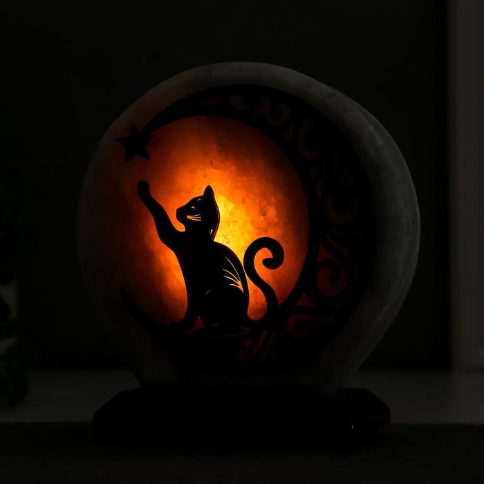Соляной светильник с диммером "Кот со звездой" круглый 2кг, Е14 15Вт, 18х16х8см 6579839