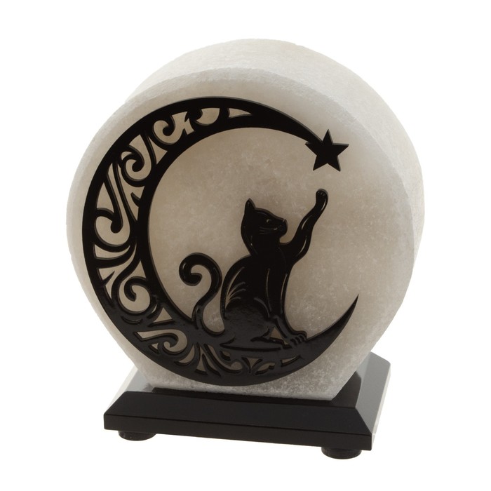 Соляной светильник с диммером "Кот со звездой" круглый 2кг, Е14 15Вт, 18х16х8см 6579839