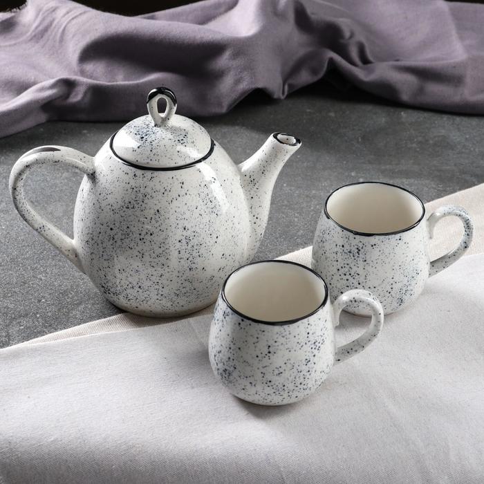 фото Набор чайный "петелька" чайник 0,8 л, чашка 0,22 л, прованс керамика ручной работы
