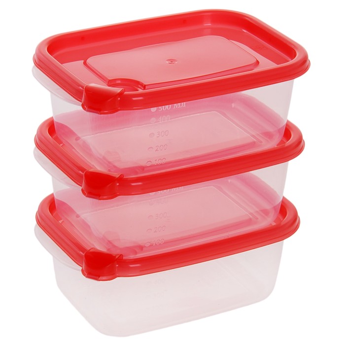Набор контейнеров пищевых 600 мл, 3 шт, цвет МИКС