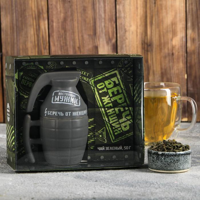 фото Подарочный набор «беречь от женщин»: чай зелёный 50 гр., кружка-граната 300 мл фабрика счастья