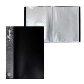 Папка 30 прозр вкладышей А4 15 мм, 600 мкм Сalligrata", карман на корешке, черный