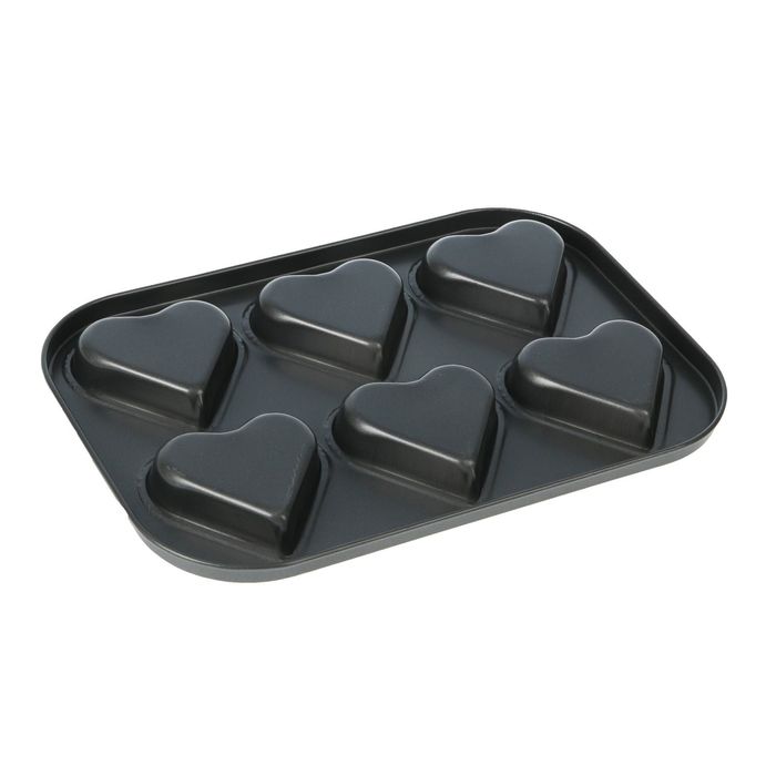 Форма для выпечки "Лучистое сердце" 6 ячеек, антипригарное покрытие