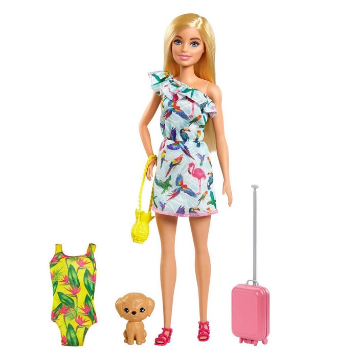 фото Игровой набор «кукла барби блондинка в платье с питомцем и аксессуарами» mattel