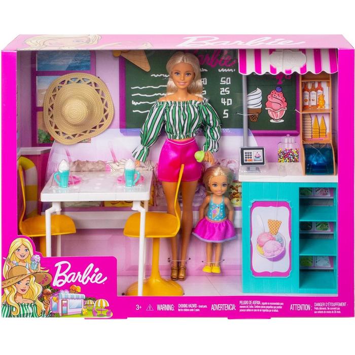 Игровой набор «Магазин кафе мороженое», с куклой Барби и Челси