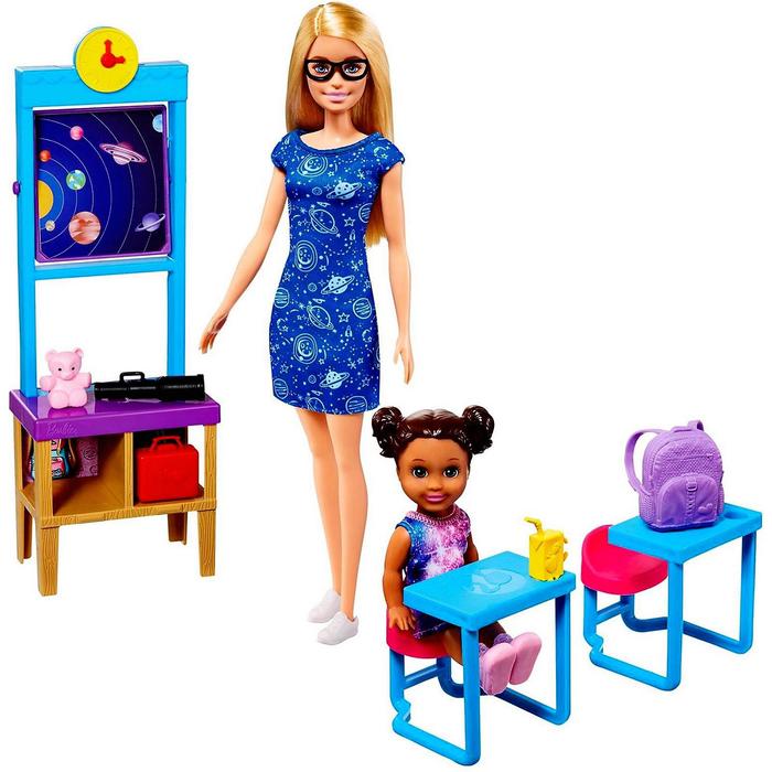 фото Игровой набор «учитель космонавтики» с куклой барби и ребенком в классе с аксессуарам mattel