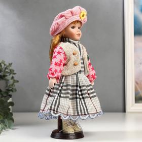 

Кукла коллекционная керамика "Рыжая в бежевой жилетке и розовом берете" 30 см