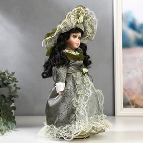 Кукла коллекционная керамика "Маленькая мисс в оливковом платье" 30 см от Сима-ленд