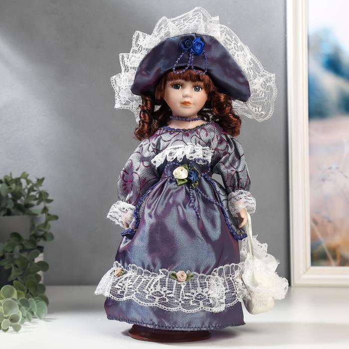 Кукла коллекционная керамика Маленькая мисс в платье цвета голография 30 см