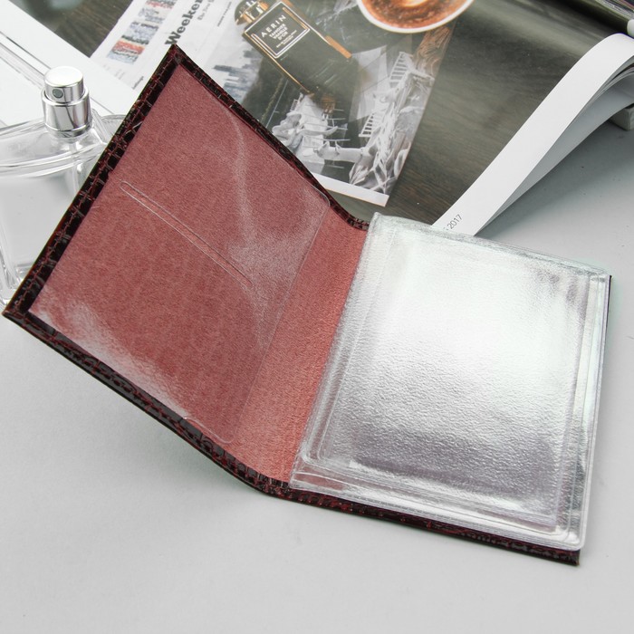 Обложка для автодокументов, бордовый крокодил