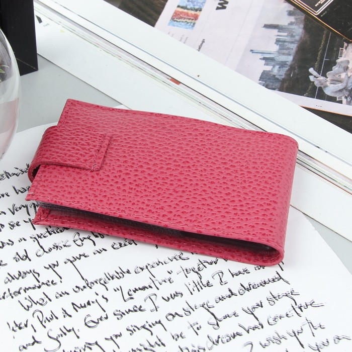 Визитница на кнопке, 1 ряд, 16 листов, флотер, цвет розовый