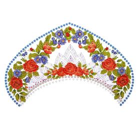 Термотрансфер «Павлопосадский», красно-синие цветы, набор 10 шт.