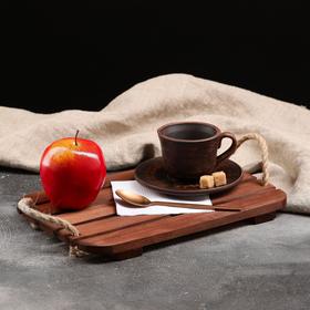 Поднос деревянный для завтрака 'Планка', темно-коричневый, массив хвои, 30х20 см Ош