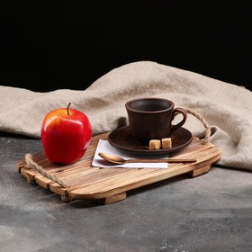 Поднос деревянный для завтрака 'Планка' 30х20 см, массив хвои Ош