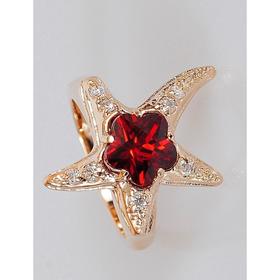 

Кольцо с гранатом "Морская звезда", позолота с родированием , размер 16