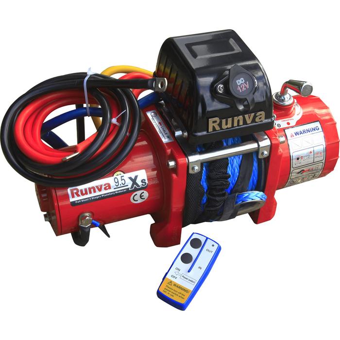 Лебёдка электрическая 12V Runva 9500 lbs 4350 кг короткий барабан (синтетический трос)