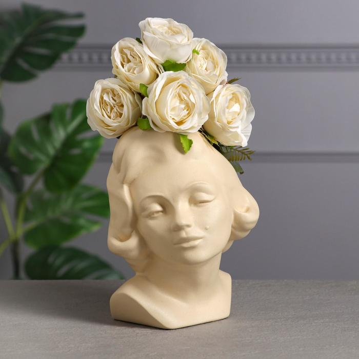 

Кашпо "Голова девушки", бежевый цвет, керамика, 23 см, 1.5 л