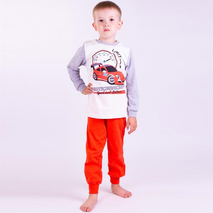 Пижама для мальчика, цвет молочный/коралловый, рост 92 см
