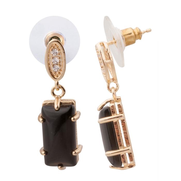 

Серьги с чёрным ониксом "Марго", позолота с родированием