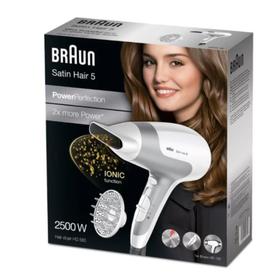 

Фен Braun HD 585 Satin Hair5, 2500 Вт, 3 скорости, 2 режима, бело-серый