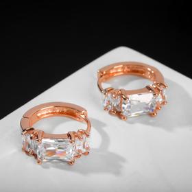 

Серьги со стразами "Лирика" прямоугольник, цвет белый в розовом золоте