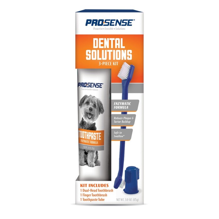 Набор 8in1 Pro-Sense для ухода за зубами для собак, 3 предмета (паста, щетка и щетка-напальчник) 8in1 pro sense dental starter kit набор для ухода за зубами для собак