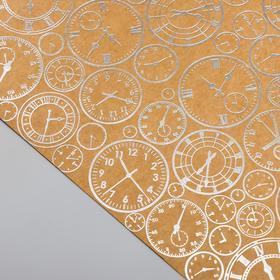 

Лист бумаги с фольгированием "Silver Clocks Kraft" 30,5х30,5 см