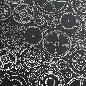 

Лист бумаги с фольгированием "Silver Gears Black" 30,5х30,5 см