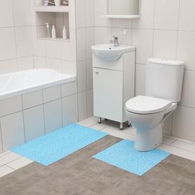 Набор ковриков для ванны и туалета «Пузыри», 2 шт: 50×52, 50×85 см