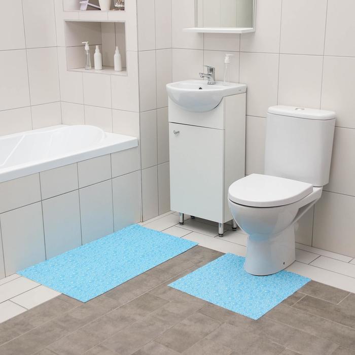 фото Набор ковриков для ванны и туалета вилина «пузыри», 2 шт: 50×52, 50×85 см