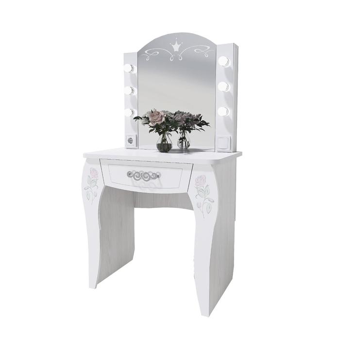 Стол туалетный с подсветкой «Розалия №12», 744 × 516 × 1450 мм, цвет лиственница белая стол туалетный с подсветкой розалия 12 744 × 516 × 1450 мм цвет лиственница белая