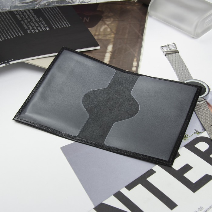 Обложка для паспорта, чёрный матовый