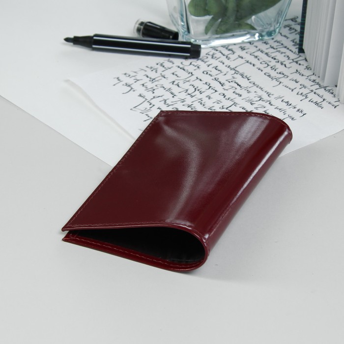 Обложка для паспорта, глянцевый, бордовый