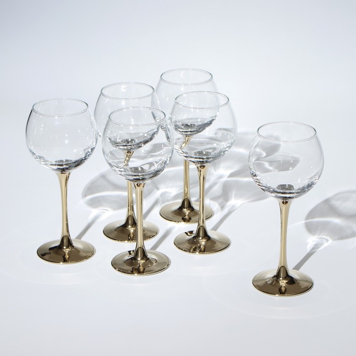 фото Набор бокалов для вина «венеция», 280 мл, 6 шт, цвет золото gidglass