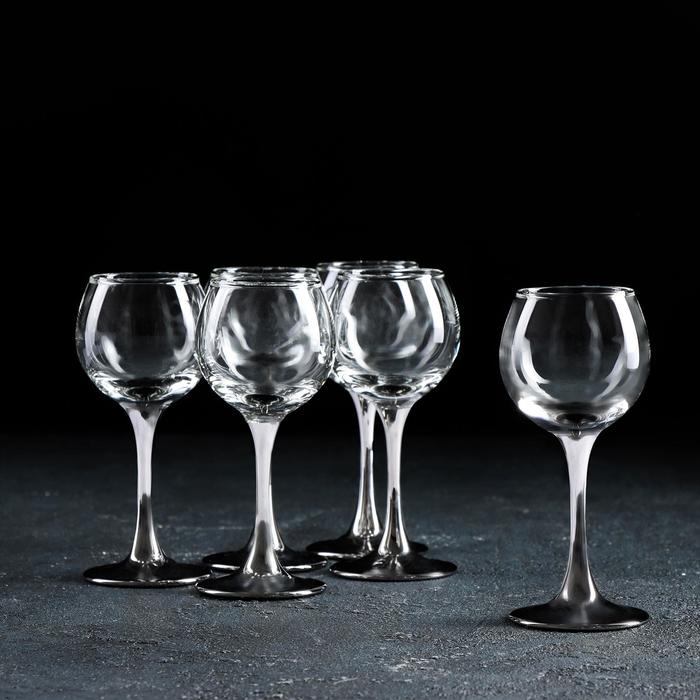 фото Набор рюмок для ликера gidglass «венеция» 65 мл, 6 шт, цвет серебро