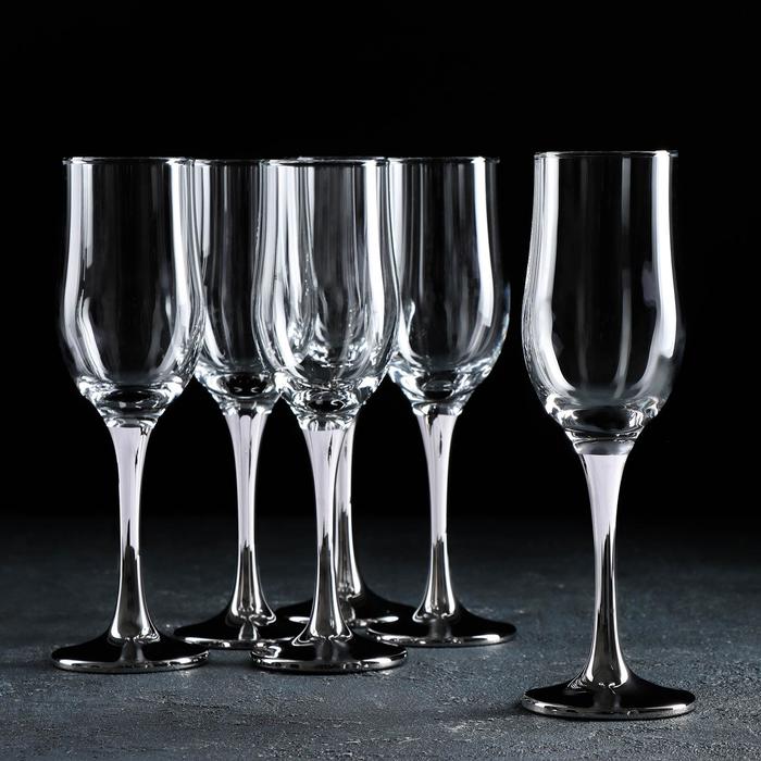 фото Набор бокалов для шампанского «венеция», 190 мл, 6 шт, цвет серебро gidglass