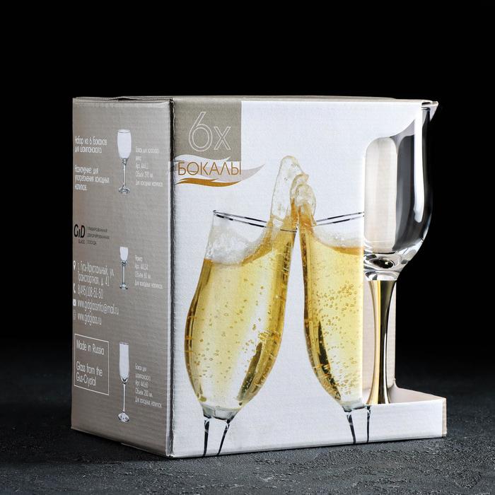 фото Набор бокалов для шампанского gidglass «венеция», 190 мл, 6 шт, цвет серебро
