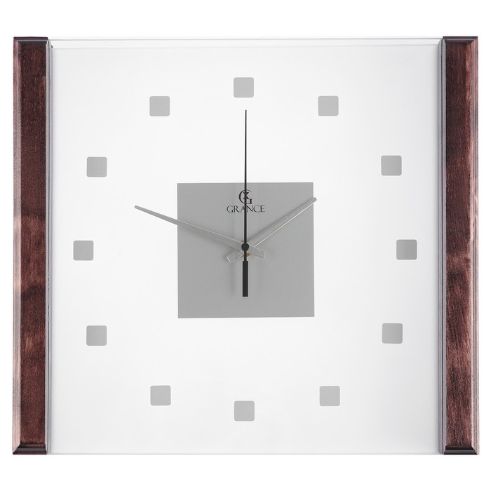 Часы настенные деревянные квадратные "Grance", матовое стекло