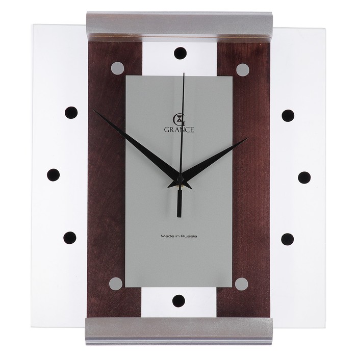 Часы настенные деревянные застекленные "Grance", цвет серебро
