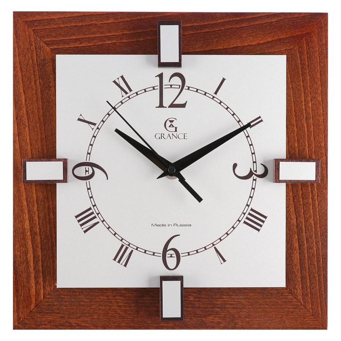 Часы настенные деревянные квадратные "Grance", арабский циферблат