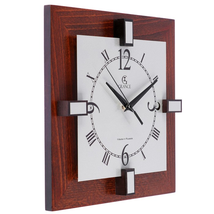 Часы настенные деревянные квадратные "Grance", арабский циферблат