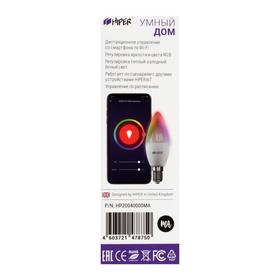 

Умная LED лампа HIPER, Wi-Fi, Е14, 6 Вт, 520 Лм, RGB