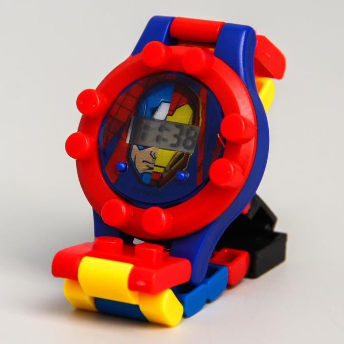 фото Часы наручные электронные "супергерои", мстители, с ремешком-конструктором marvel