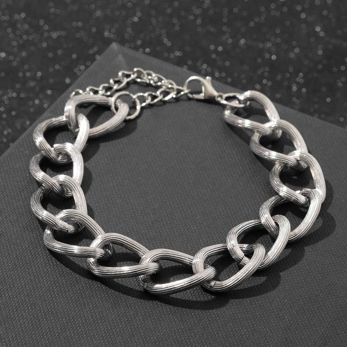 

Браслет "Цепь" кости, цвет серебро ,L=21см