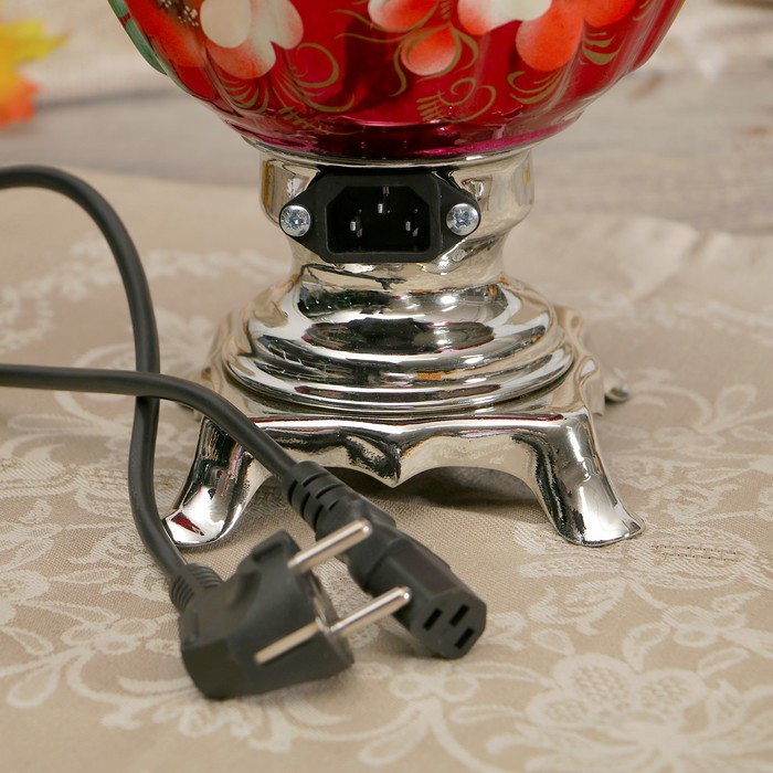 Самовар «Жостово на красном», жёлудь, 3 л, электрический