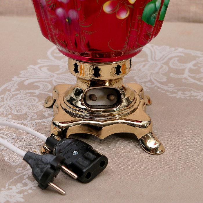 Набор «Жостово на красном», рюмка, 3 предмета, самовар 3 л, заварочный чайник 0,7 л, поднос