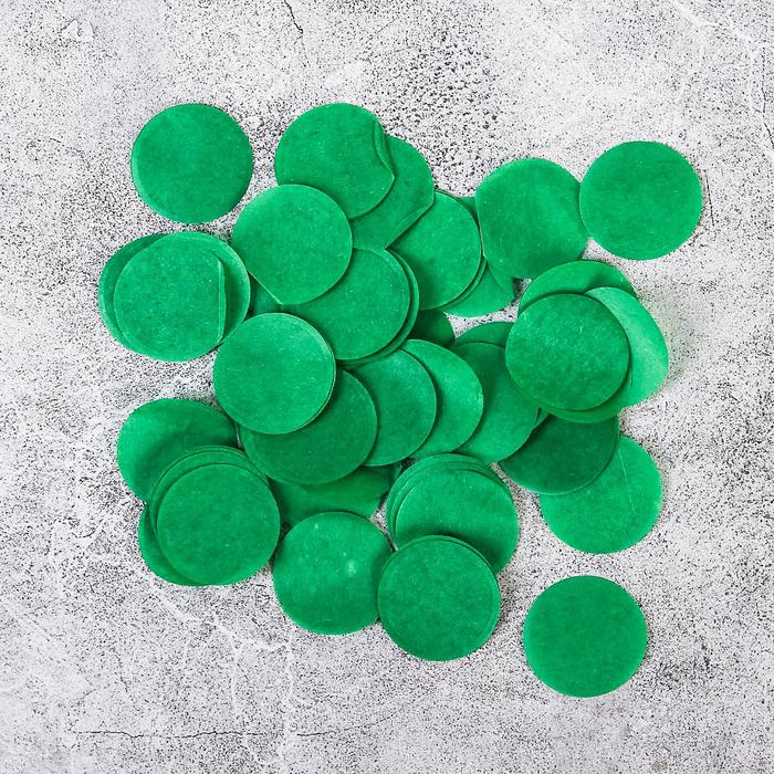 Наполнитель для шара «Конфетти-круг», 2,5 см, бумага, цвет темно-зелёный, 100 г