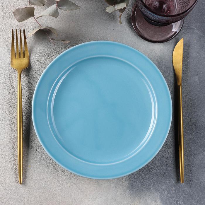 Тарелка мелкая «Акварель», d=20 см, цвет голубой тарелка мелкая маки красные d 20 см 1 шт