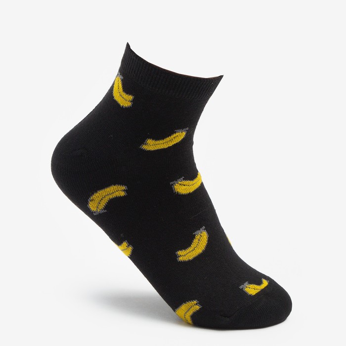 Носки женские «Бананы», цвет чёрный, размер 23-25